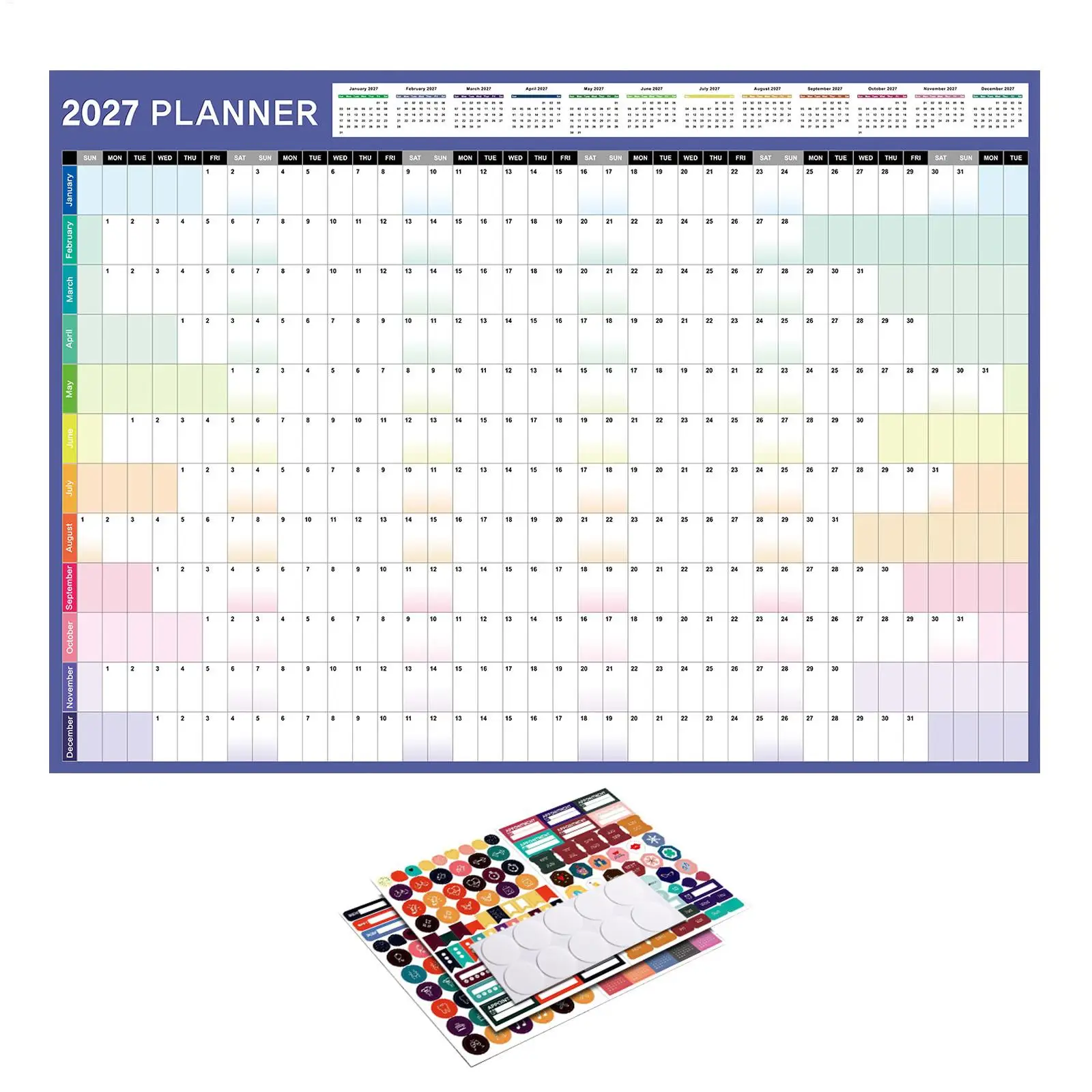 12 Months Large Size Wall Calendar Monthly planner Wall Calendar Reusable Scheduling Organizer for Work study Family Kids Dorm