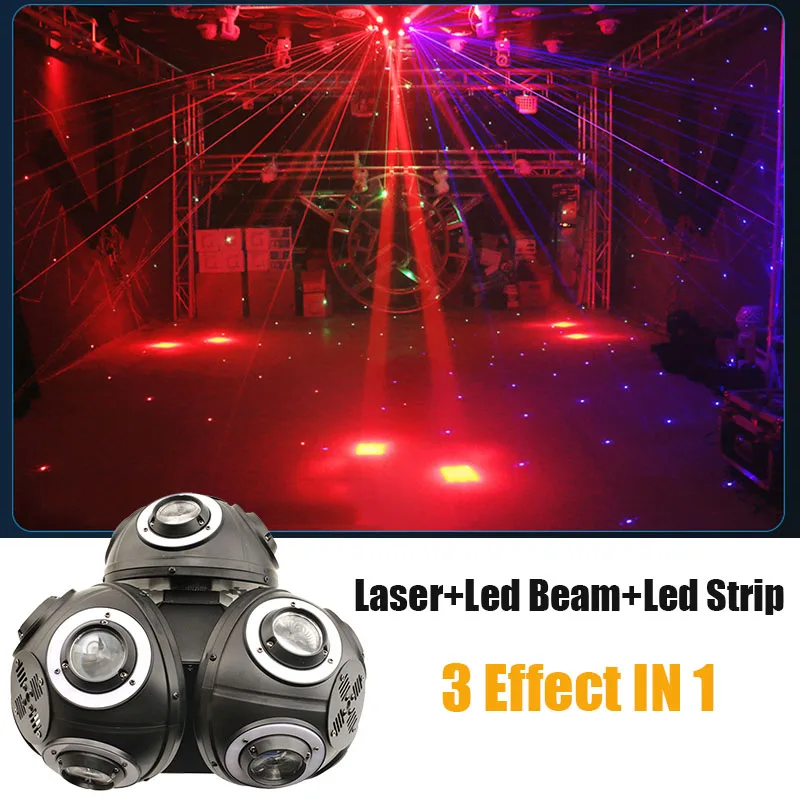 Bande Lumineuse LED à Tête Mobile avec Laser RGB Chang, Effet de Scène 4 en 1, Rotation Illimitée, 15 W, RGBW