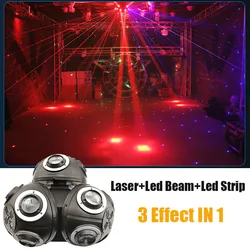 3 Football Led Moving Head WIth RGB Laser Led Strip Light Disco 15 W RGBW 4 IN 1 Stage Effect Light  Unlimited Rotate Led Gallop