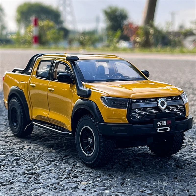 1:24 GWM POER Vanguard Pickup Alloy Car Model Diecast Metal Off-road Vehicles Car Model Simulation Sound and Light Kids Toy Gift