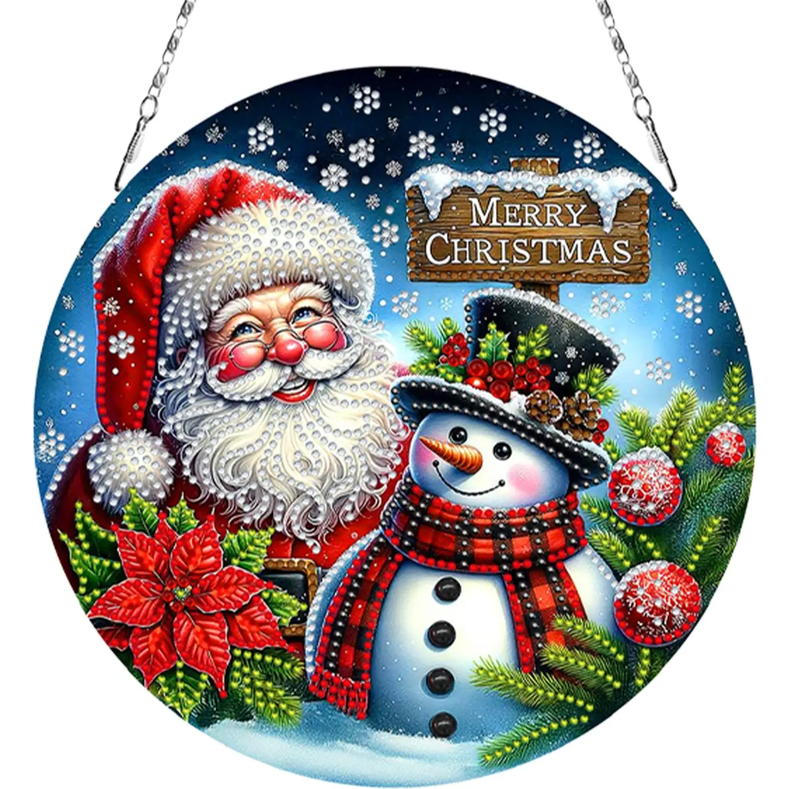 

Christmas Flower 2D Flat DIY Diamond Art Pendant Hanging Gem Art Paintings Charm