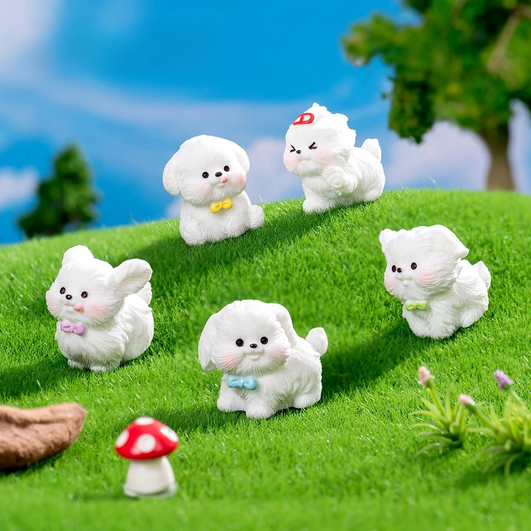 5-20pcs Cute Cartoon Puppy Statue Resin DIY Crafts Miniature Dog Figurines Ornament Dollhouse Decoration Mini Animals Figurine