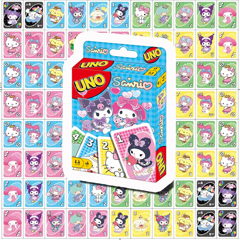 UNO Sanrio Matching Card Game SHOWEM uno No mercy Multiplayer Family Party Boardgame Funny Friends Entertainment Puzzle Poker