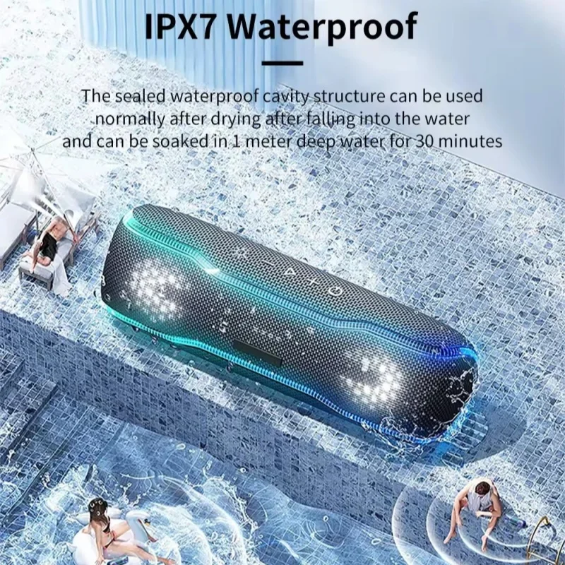 

Wireless Bluetooth Speaker IPX7 Heavy Bass Powerful Colorful Ambient Light BT AUX Outdoor Running Riding Music Box Caxia De Som