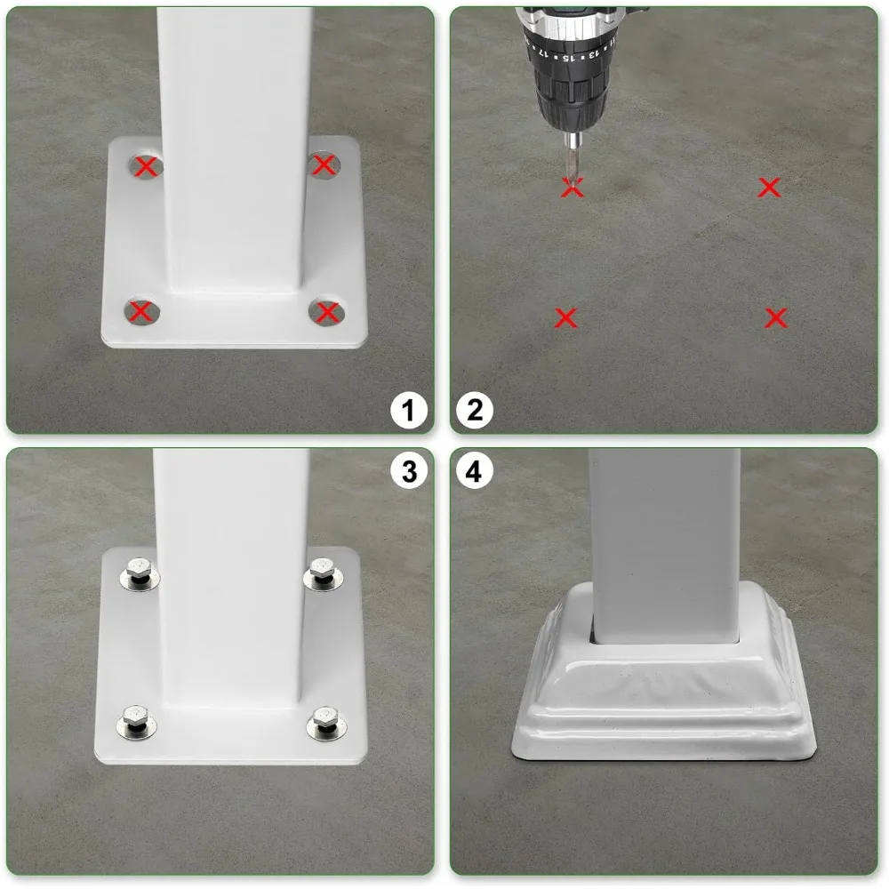 3 Step Handrails for Outdoor Steps, Wrought Iron Stair Railing Fits, Metal Hand Rail with Installation Kit, Staircase Handrails