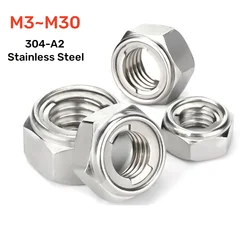 1~10pcs M3 M4 M5 M6 M8 M10 M12 M14 M16 M18 M20 304-A2 Stainless Steel Hex Hexagon Metal Self-locking Nut Locknut DIN980 GB6184