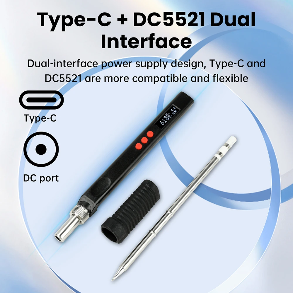 Fer à souder Portable intelligent T12, Mini Kit de fer à souder OLED PD65W, charge rapide, alimentation double Interface type-c + DC5521