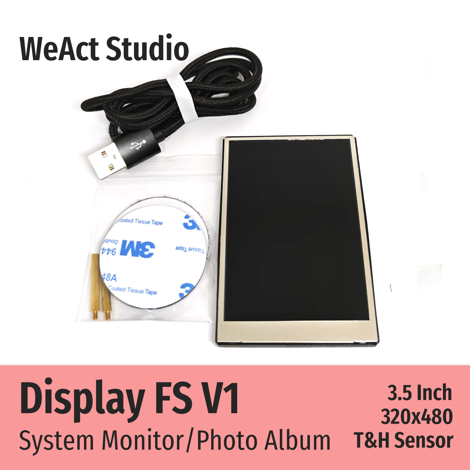 WeAct 3.5 Inch IPS USB Secondary Screen for Computer CPU GPU RAM HDD Display 320*480 System Monitor Photo Album