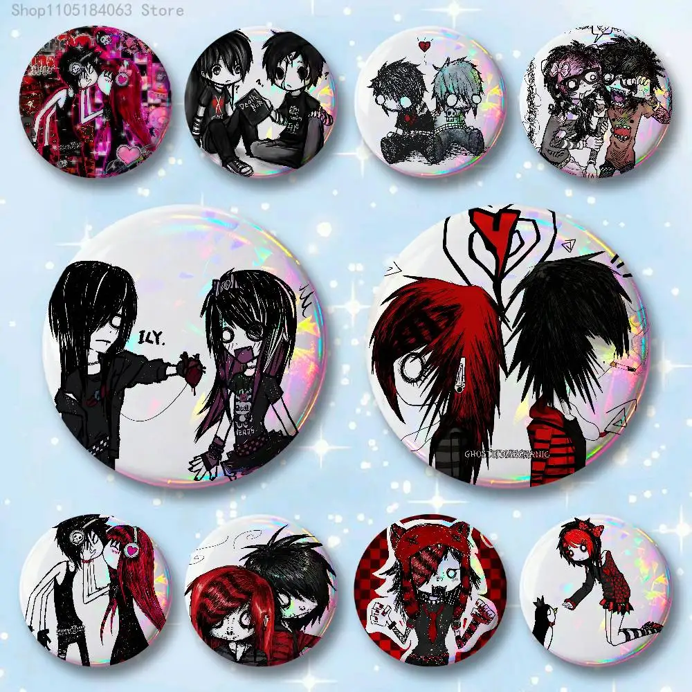 

Emo Subculture Art Badges 25 32 44 58 75 mm Round Cosplay Pin Bag Decor Fans Collect Friends Gifts Brooch Souvenir