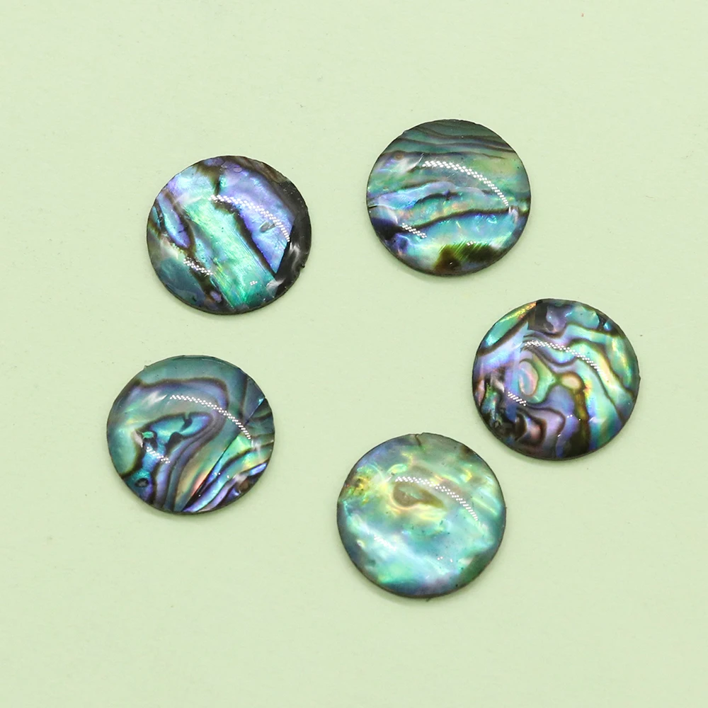 Vintage Round Natural Abalone Shell Ring Cabochon Beads Caps 12mm Cabochon Loose Beads for Jewelry Making DIY Necklace Rings