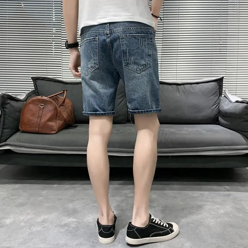 Menswear Luxury Man Clothing Brand Men's Casual Denim Shorts Trendy Printing Summer Thin Outer Pants 2026 New Short Pants Man