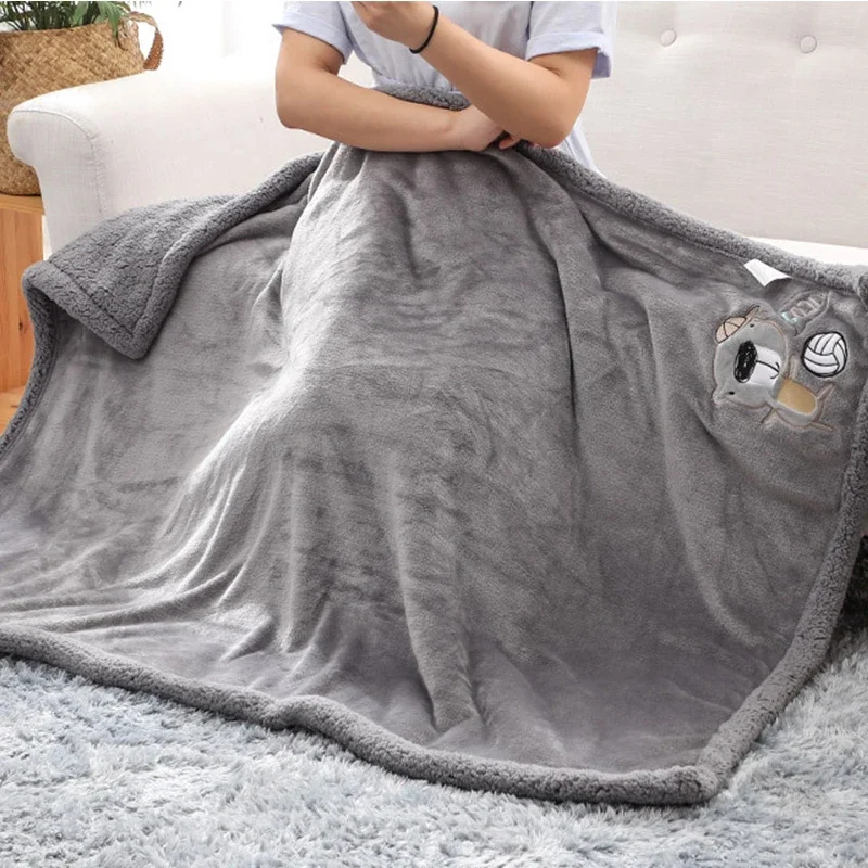 Baby Blankets Newborn Cartoon Bear Embroidery Flannel Baby Blanket Kids Boys Girls Swaddle Wrap Infant Stroller Cover Bed Quilts