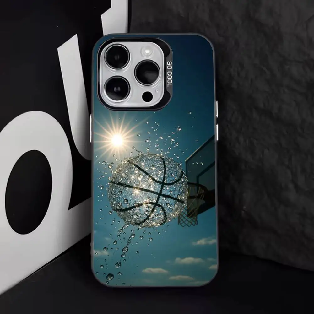 Etui na telefon z motywem koszykówki do iPhone'a 17, 16, 15, 14, 13, 12, 11, Pro, Max, Plus, E, Air, Mini, czarne etui z TPU