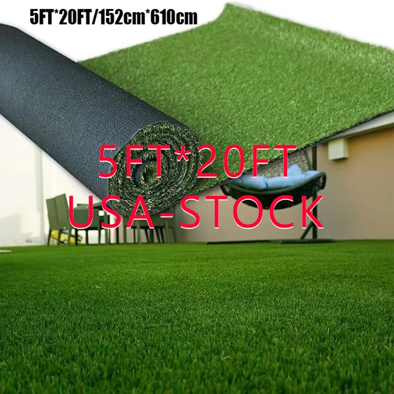 

5FT*20FT USA Stock Artificial Grass 20mm/0.8in Indoor And Outdoor Garden Decoration, Leisure Grass, Pet-friendly Green Carpet