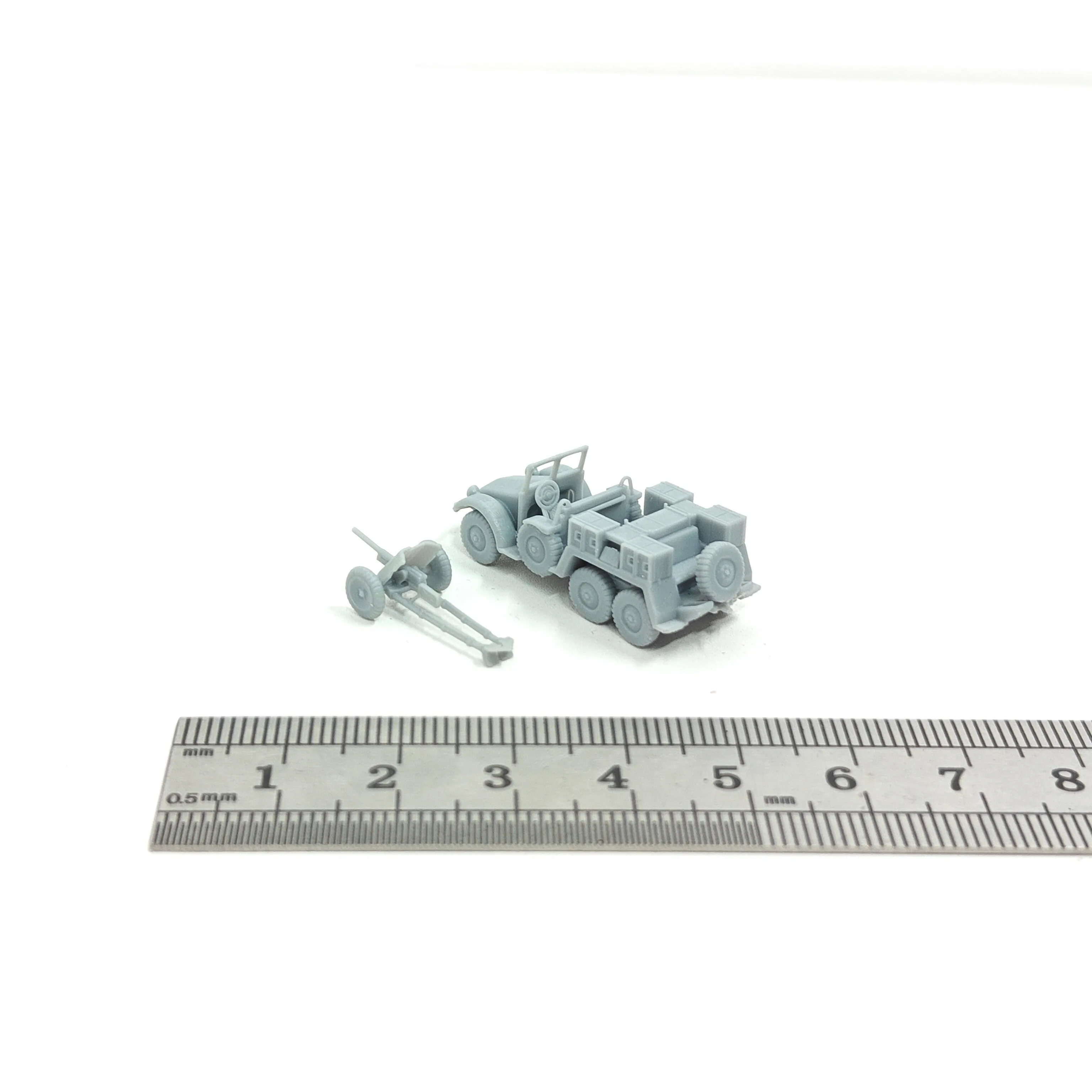 WWII German Kfz.69&Pak36 Gun Tractor,3D Printed,1/144 Scale Mini Model,Resin,Paintable view 3