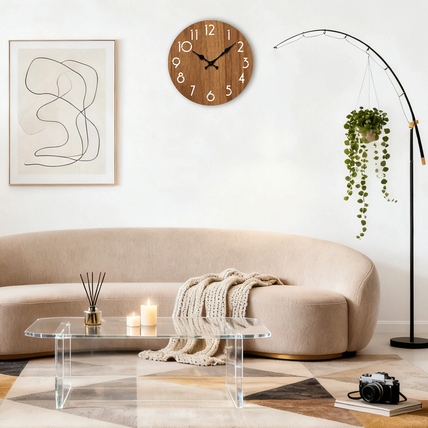 8 Inch Modern Wooden Wall Clock Minimalist Decor for Living Room Bedroom Non Ticking Clock Stylish Gift Home Decor Enthusiasts