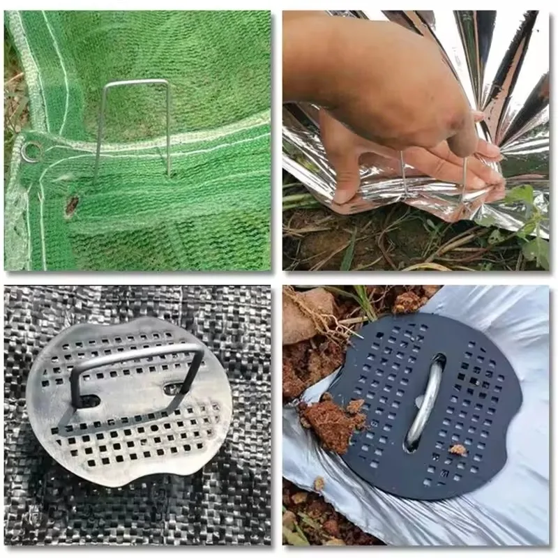 Garden Peg Silver Metal U-Shape Garden Staple Garden Ground Nail Film Fixed Pegs Gardening Fixing Tools Film Peg Landscape Spike - view 6
