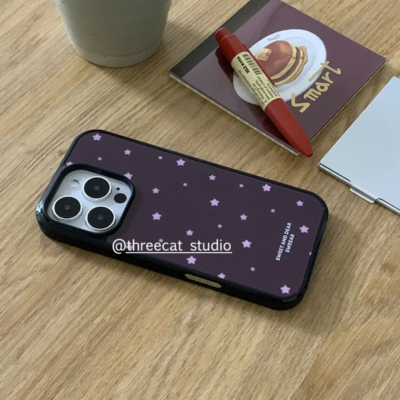 Korea ins Full Screen Pink Stars Brown Phone Case For iPhone 17 16 15 14 13 12 11 Pro MAX 17air 16e XR XS 7 8 Plus Matte Cover - view 4