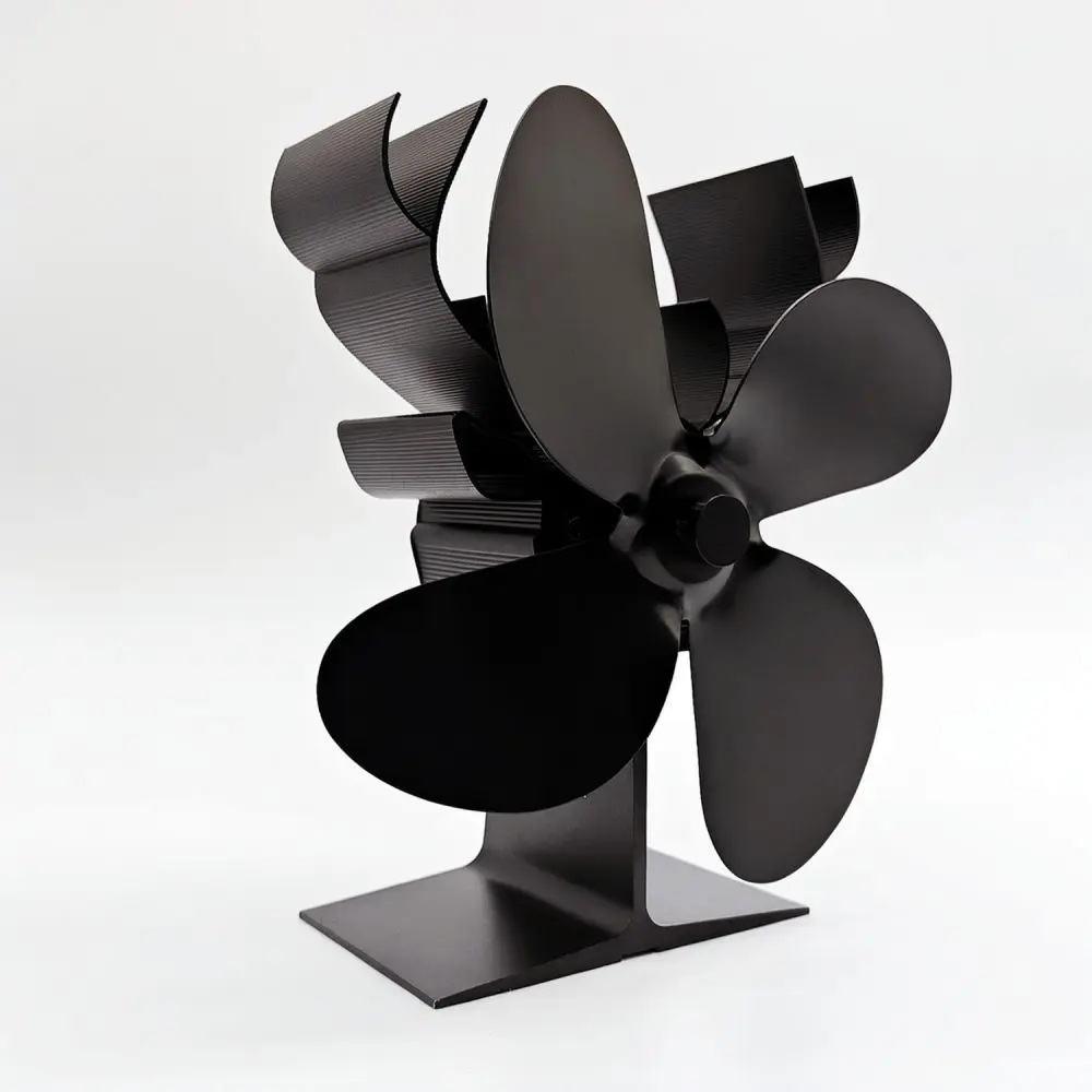 Silent Heat Driven Wood Stove Fan With Creative Reindeer Design Metal Blades For Improved Airflow Efficiency