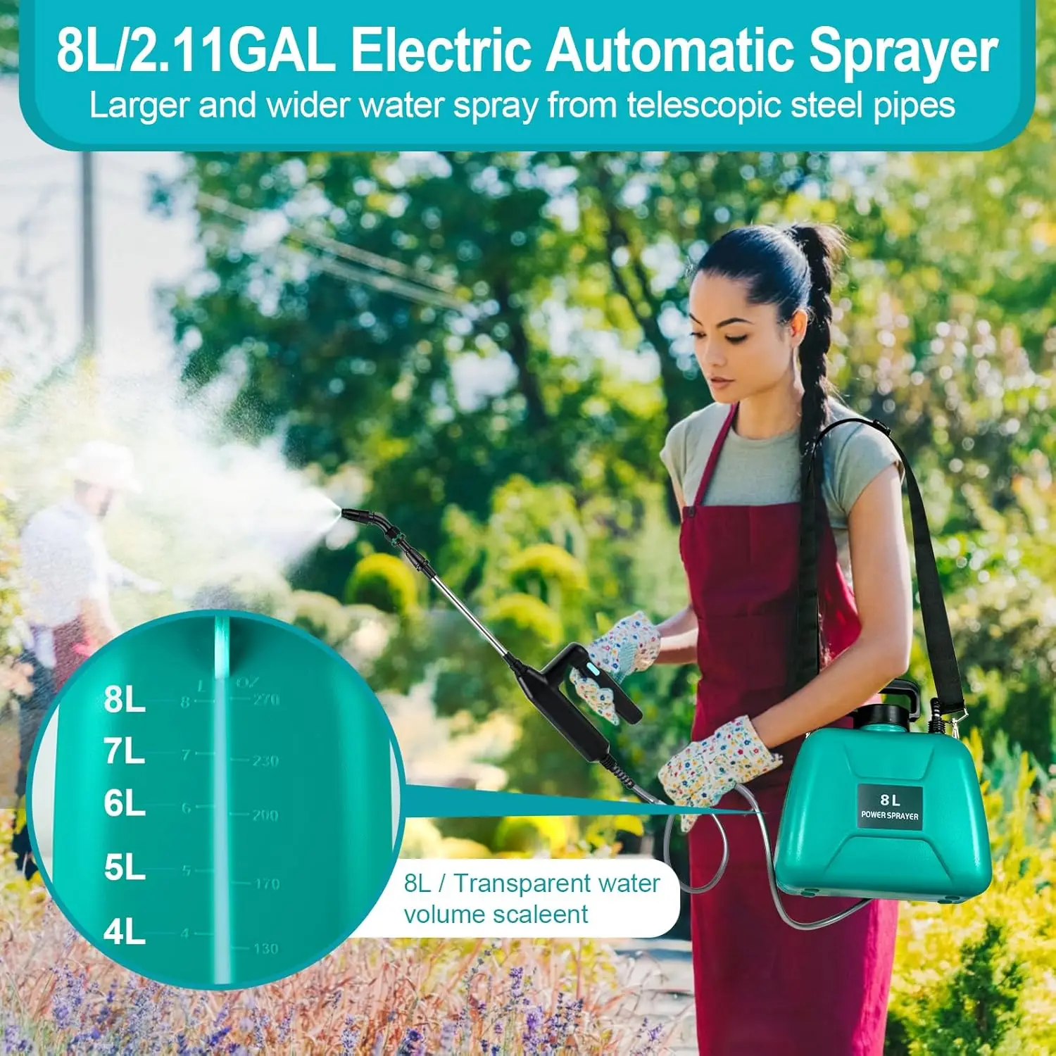 Electric Power Operated Weed Sprayer with 3 Mist Nozzles & 31.5