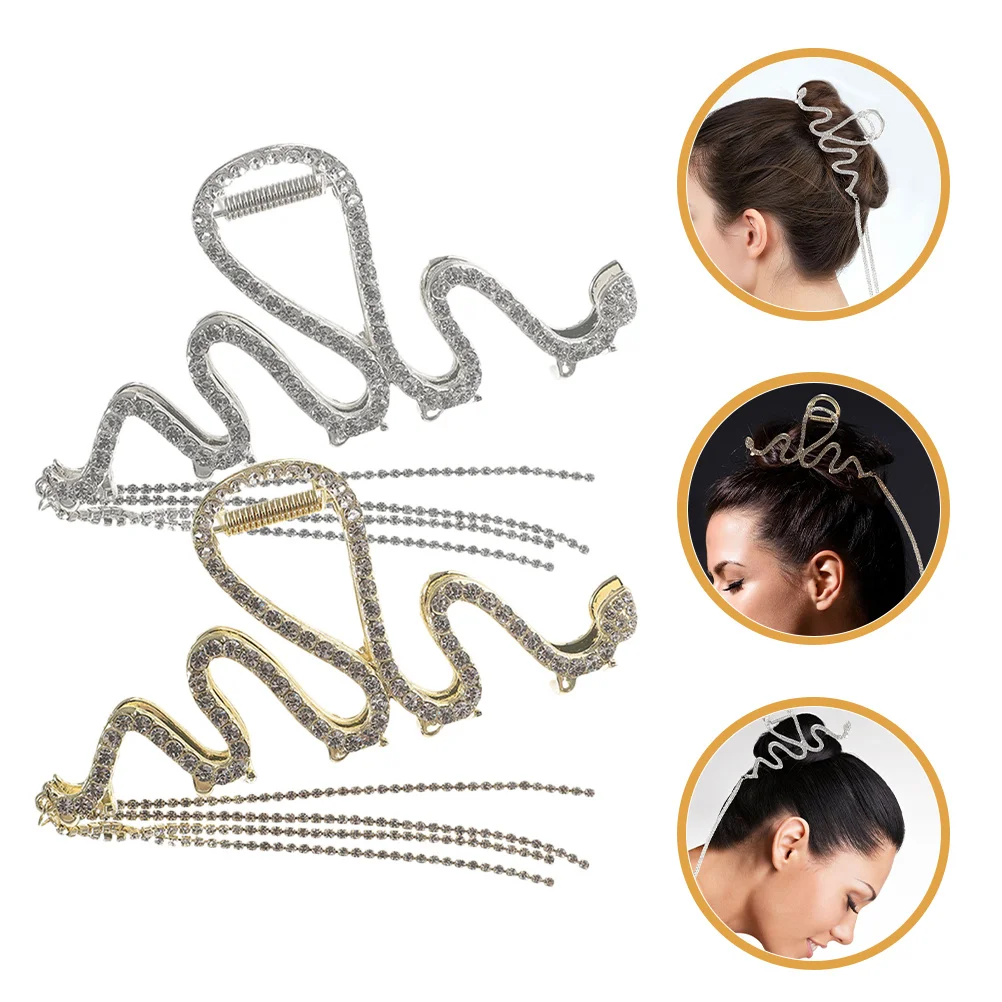 

2Pcs Snake Hair Claw Clips Metal Tassel Decor Non Slip Strong Hold Claws for Thick Hair Women Stylish Accessories