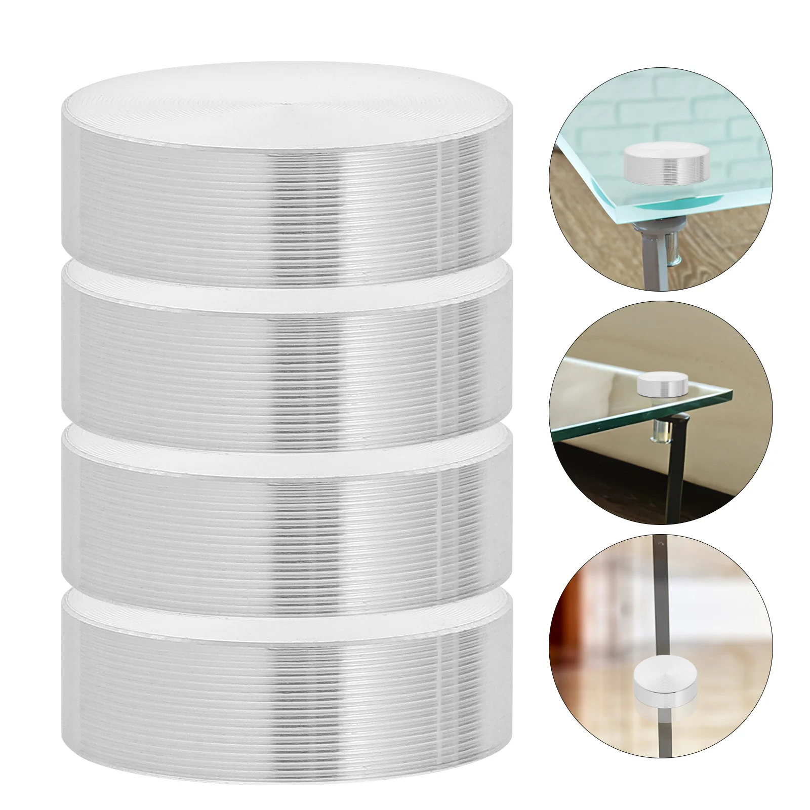 

6 Pcs Solid Aluminum Cake Disc Round Stickers Glass Tops Adapter Silver Discs Table