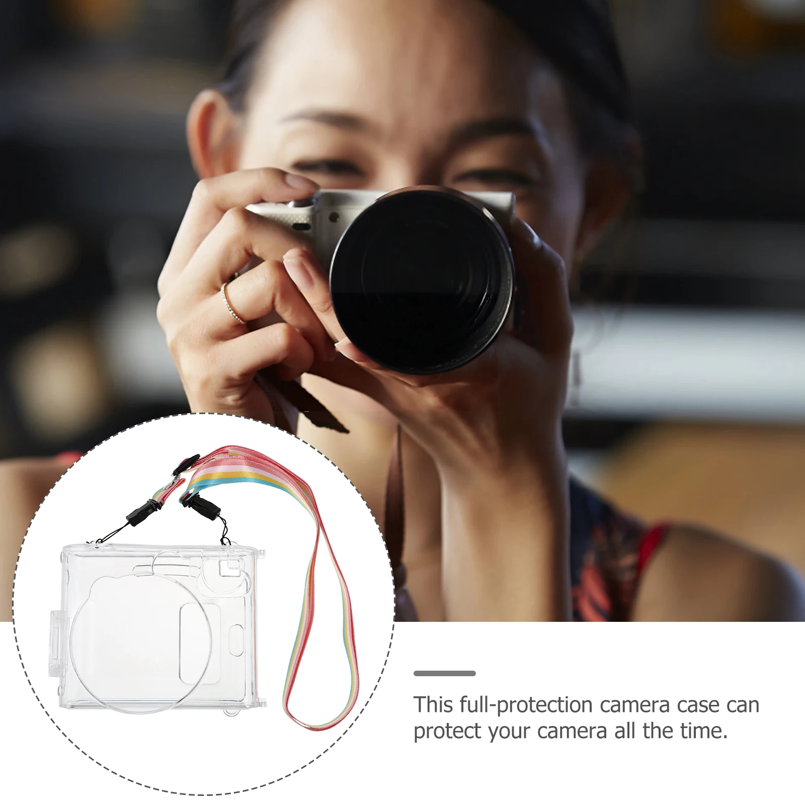 

Acrylic Camera Cover Full Protection Case Simple Transparent Design Dustproof Scratch Resistant Camera Shell Lanyard Hole