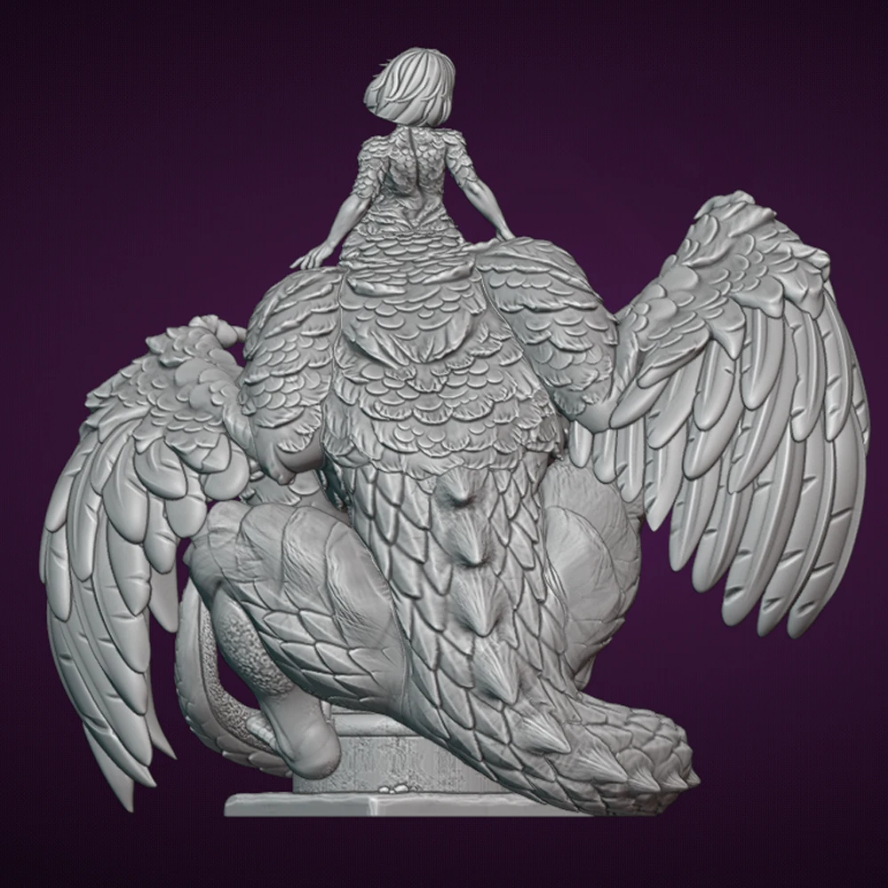 50mm Sexy Birdy Girl Resin Figurine Toy Unpainted GK Doll Unassembled 3D Print  Miniature Reduction Statue view 4