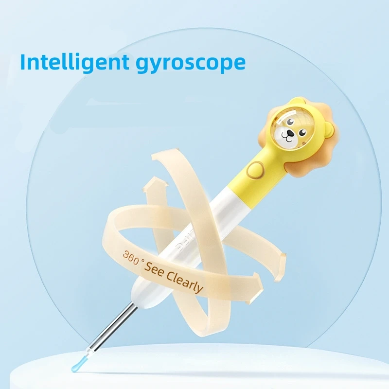 Ear Cleaner Q3 Visual In Ear Wax Remover Wireless Otoscope Camera Cartoon Lion Cleaning Kit Tool Ear Stick Child Health Care