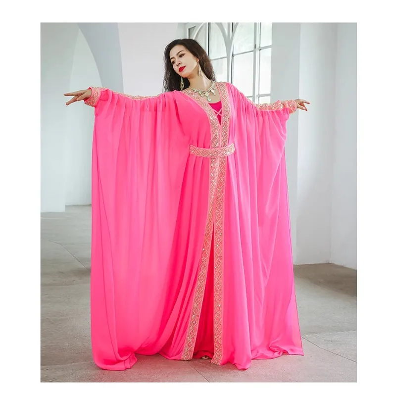 

Customized New Belly Dance Khaleegy Performance Dress Waist Up Style Hair Swing Performance Dress Robe Indian Clothes Women