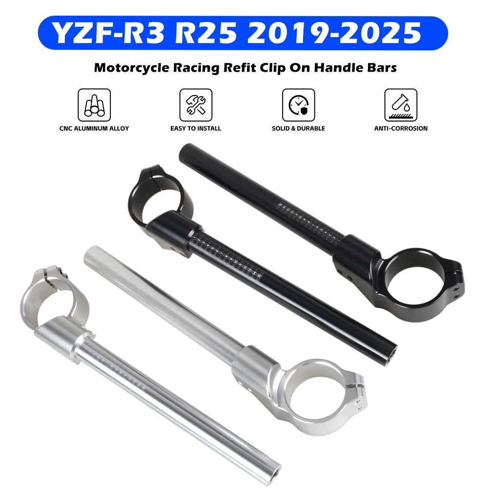 

47 mm/1.85 in Motorcycle CNC Racing Refit Clip On Handle Bars Front End Upper Top Clamp For YAMAHA YZF-R3 R25 2019-2025