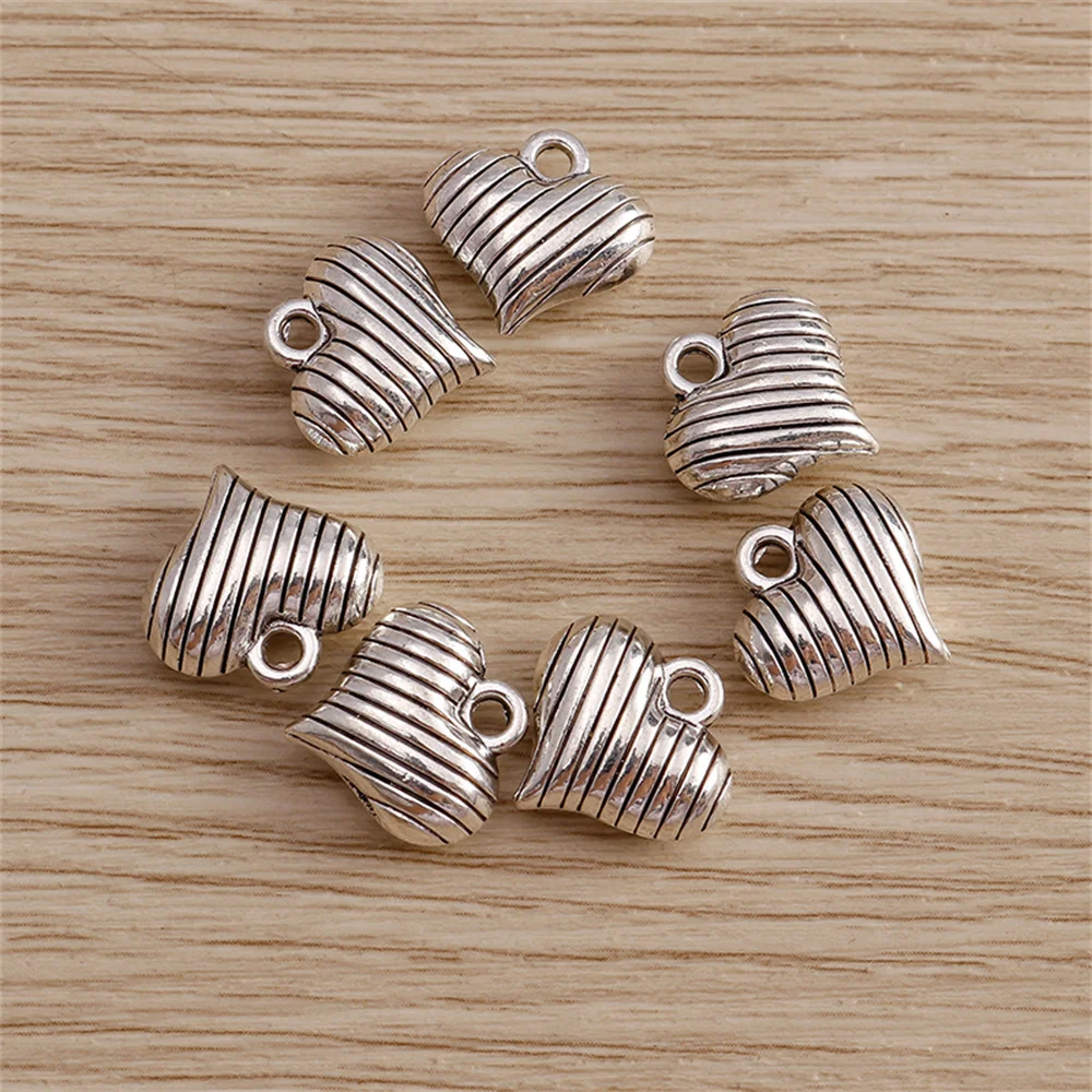 Tusember 10 Stück 13x13mm Legierung Antik-Silberfarbene Herzanhänger für Ohrringe, Halsketten, DIY-Schmuckherstellung, handgefertigte Bastelarbeiten – Detail 5