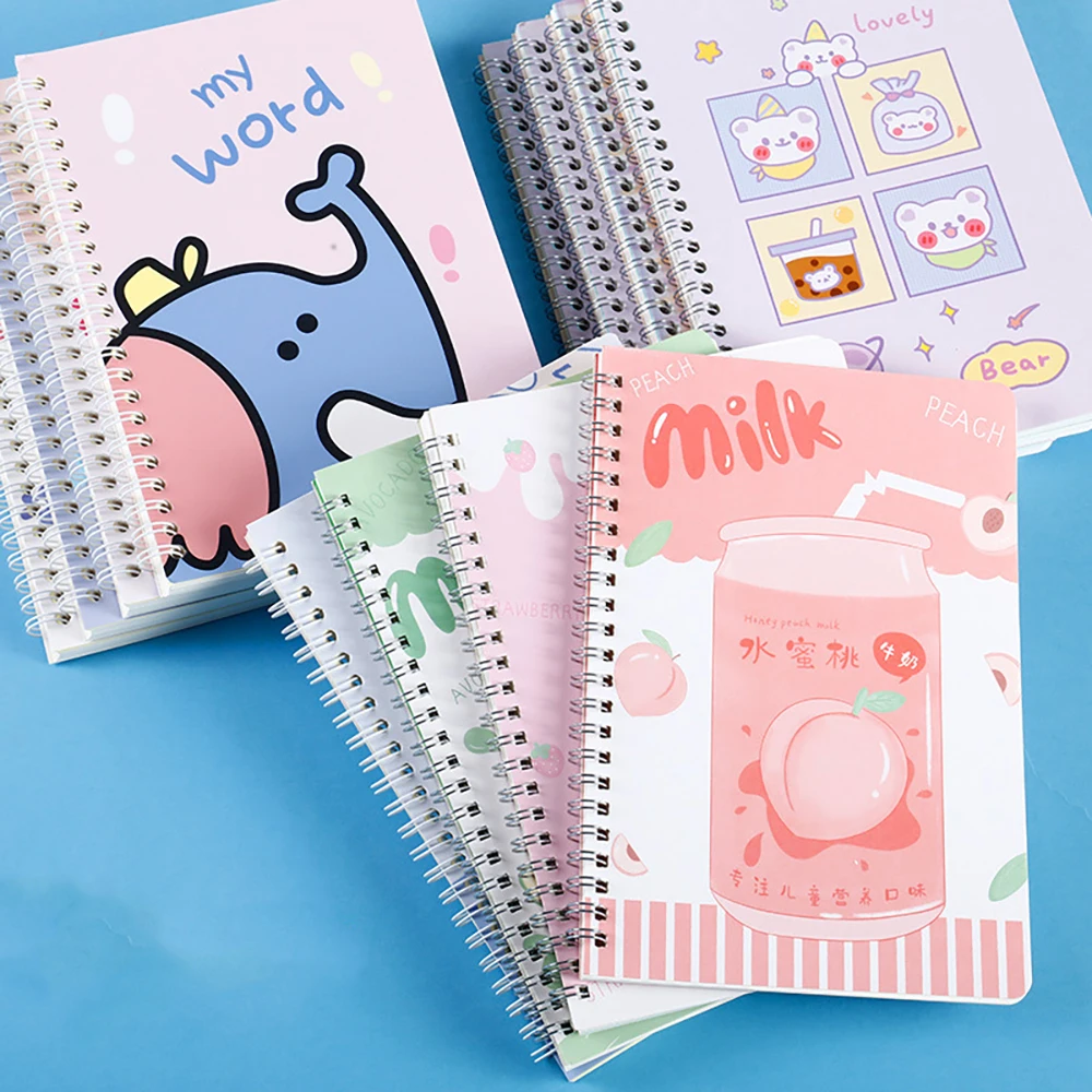 A5 1Pcs Binder Spiral Coil Book Cute Cartoon 60Sheet Thicken Notepad Notebook Student Learning Korean Stationery School Supplies