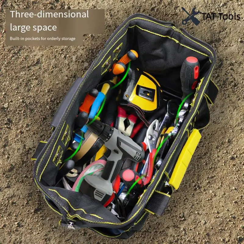 

Wide Mouth Heavy Duty Tool Bag, 3 Pack Waterproof 13-Inch Organizer For Power Tools And Electrician Gear