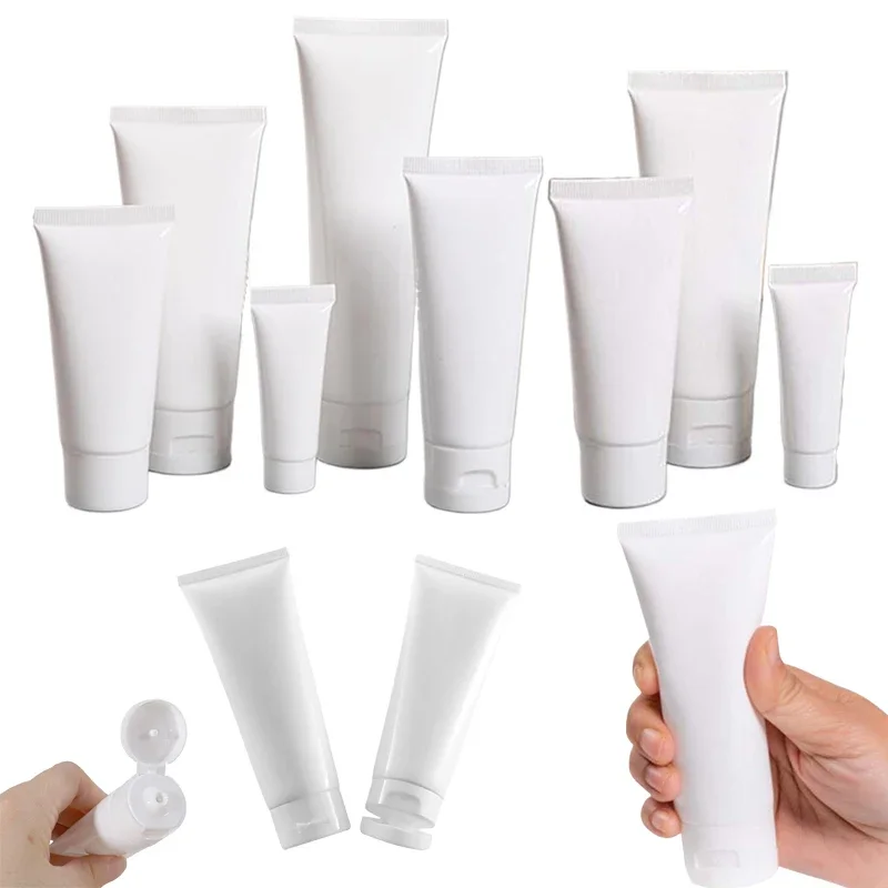 10 Stuks Lege 10Ml-100Ml Witte Plastic Reis Cosmetische Zachte Buizen Flessen Herbruikbare Containers Voor Handlotion Shampoo Crèmes