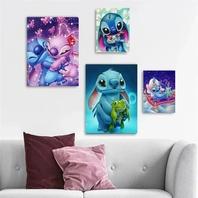 Disney Anime Lilo & Stitch Canvas Painting Wall Art Cartoon Stitch& Angel Pictures On Canvas Posters And Prints Home Decor Mural