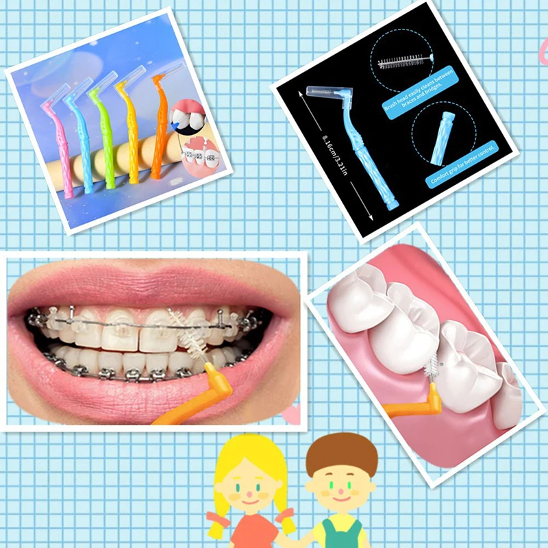 10pcs Interdental Brush For Orthodontic Clean Between Teeth Dental Oral Hygiene Microbrush Mini Brush With Dust Cover