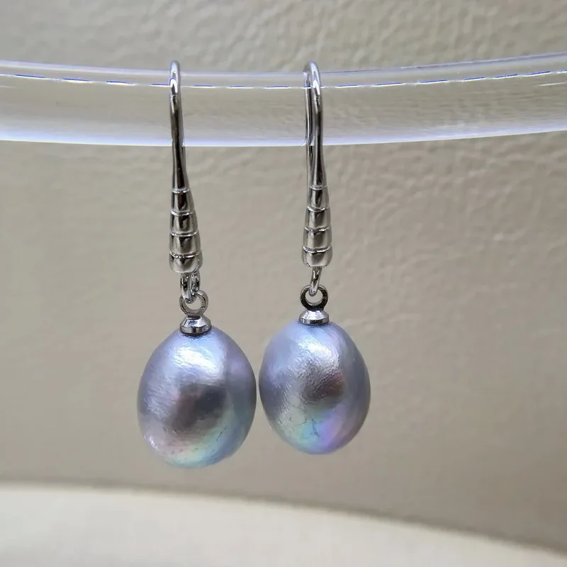 Grey Pearl Earrings Natural Freshwater Pearl Women\'s Silver Earrings Baroque Drop Earrings Women\'s Earrings