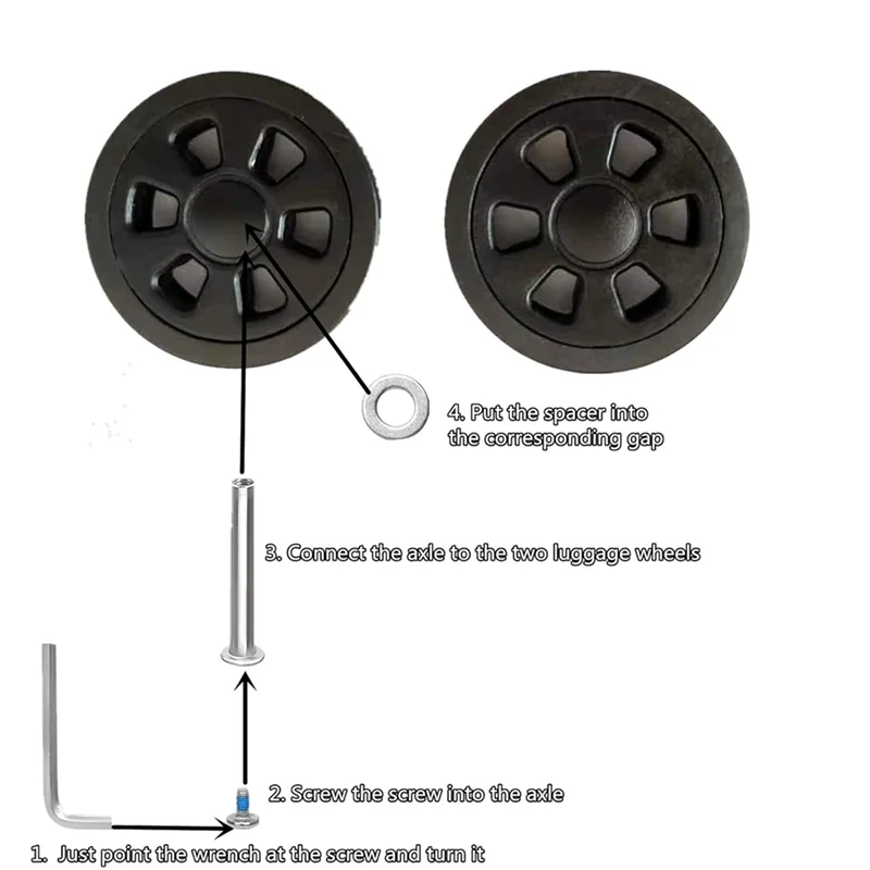 Ruote per valigia da 16 pezzi di ricambio, ruote per bagagli con rotelle mute in gomma resistente da 0,47 pollici/60 mm di spessore 0,47 pollici/12 mm A