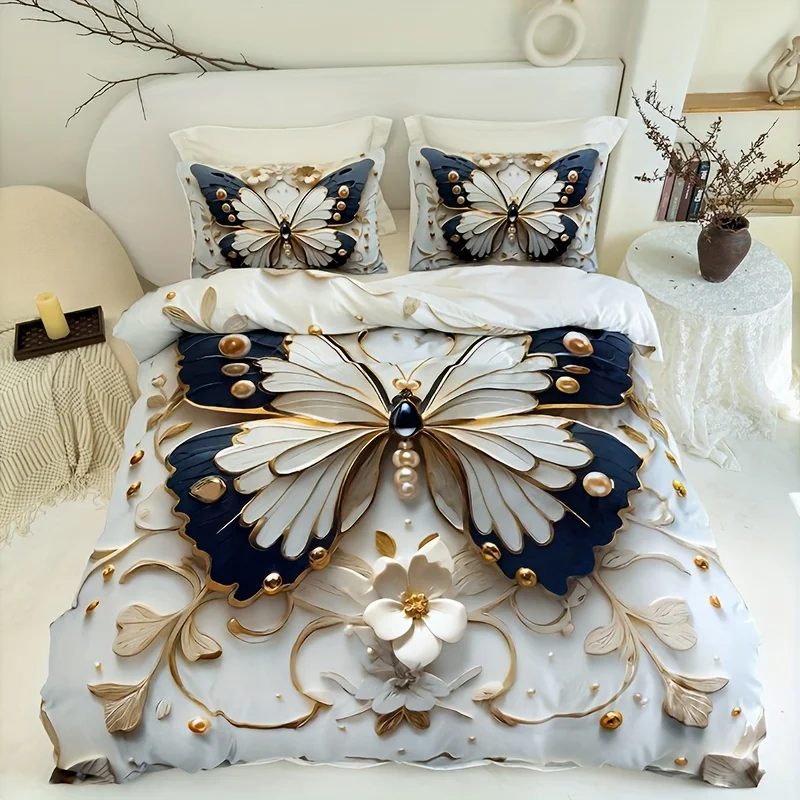 Luxury Bedding Set 3D Printing Butterflies 2-3 Piece Set (No Core) Suitable for Bedroom Duvet Cover Set Gift Halloween HomeDecor
