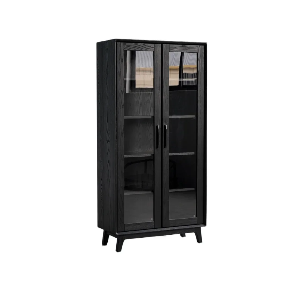 

1Display cabinet Wine cabinet Household light luxury high-end side cabinet White wax wood storage, glass