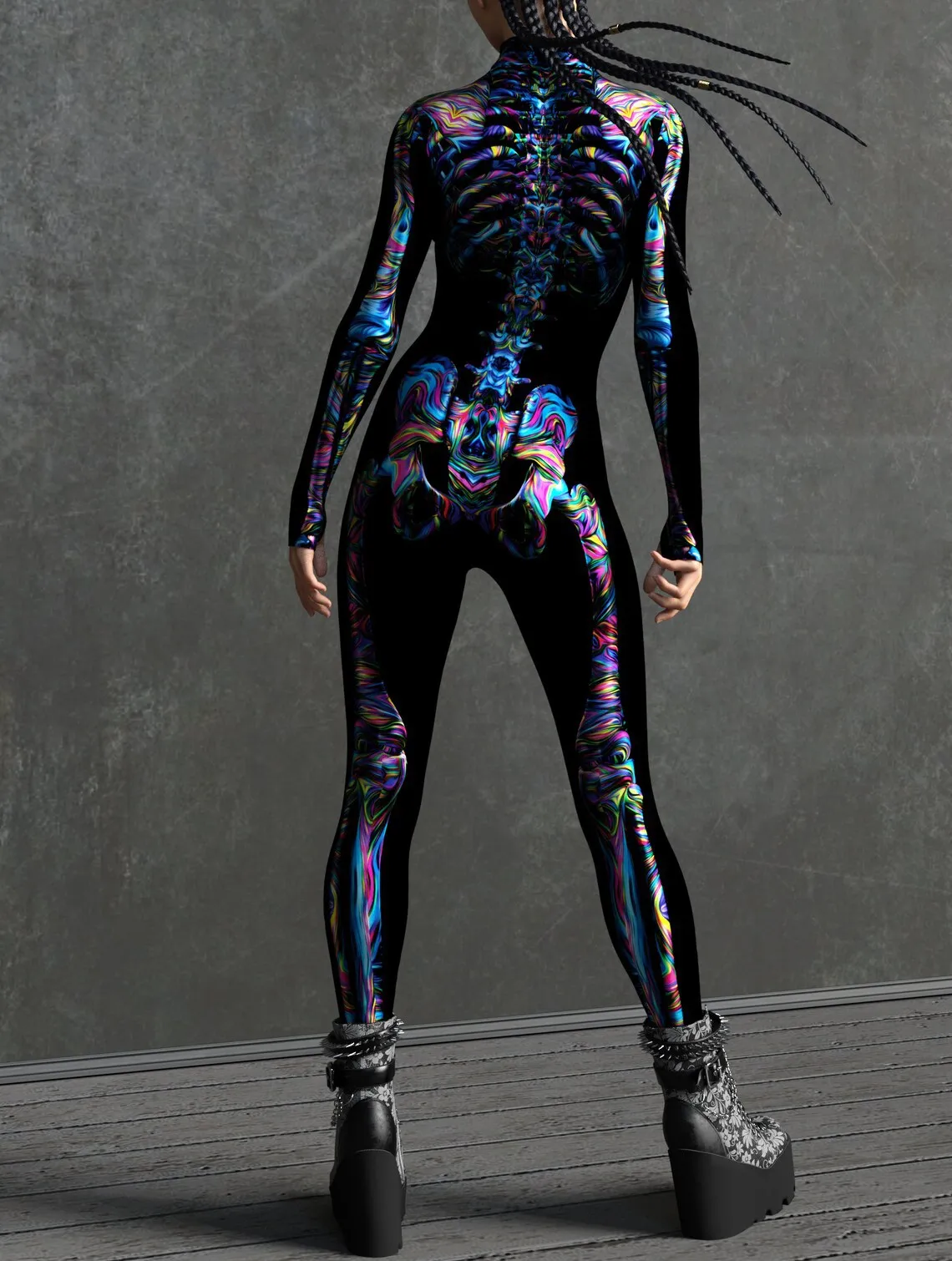 Karneval Totenkopf Party Bodysuit Damen Sexy Horror-Print Jumpsuit Feiertagsparty Maskerade Catsuit Kostüm Einzigartiges Aerial Yoga Set – Detail 38