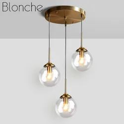 Noridic Led Pendant Lights Loft Hanging Lamp Gold Glass Light Fixtures for Living Room Bedroom Kitchen Luminaire Home Decor E14