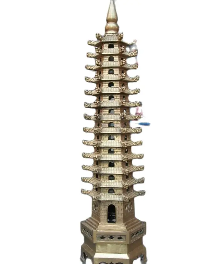 

80CM 32"China large Tibet brass found dragons buddha pagoda tower Buddhist pagoda