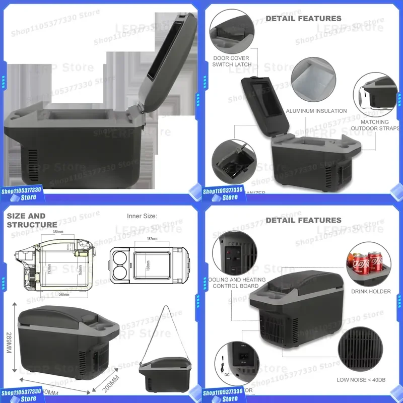 Wholesale Custom Gray Color Luxury Car 12 220V Adapter 8L Mini Type C Charge Electric Mini Refrigerators Cooler Box