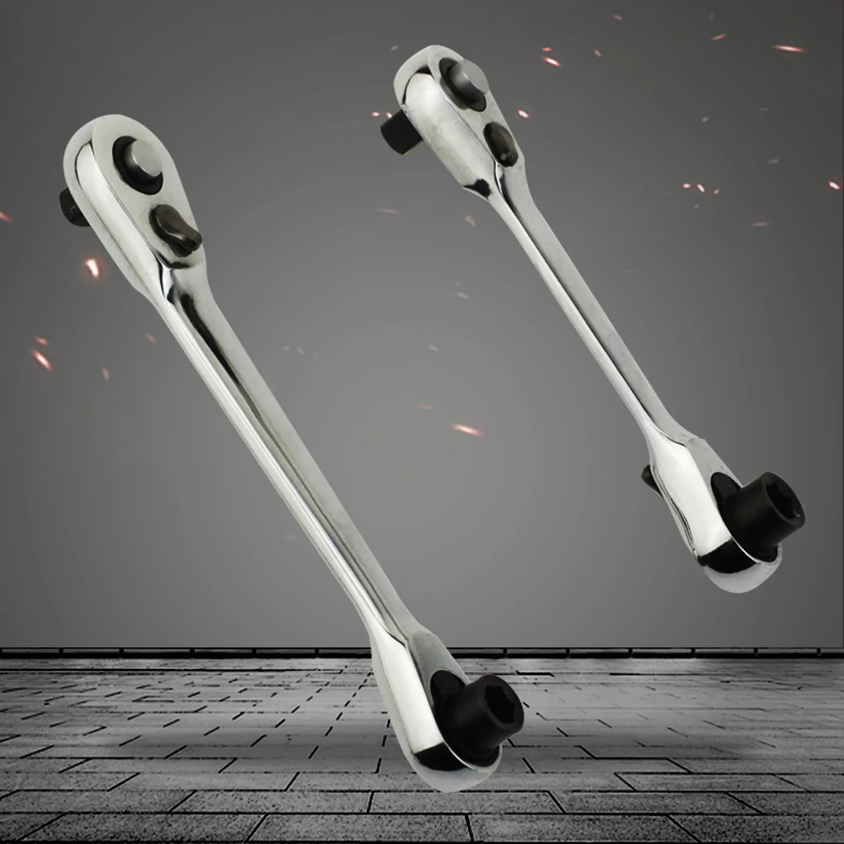 1 Stück 72 Zähne 1/4 Zoll Schnell-Doppel-Doppelend-Mini-Ratschenschlüssel aus Chrom-Vanadium-Stahl (107 mm)