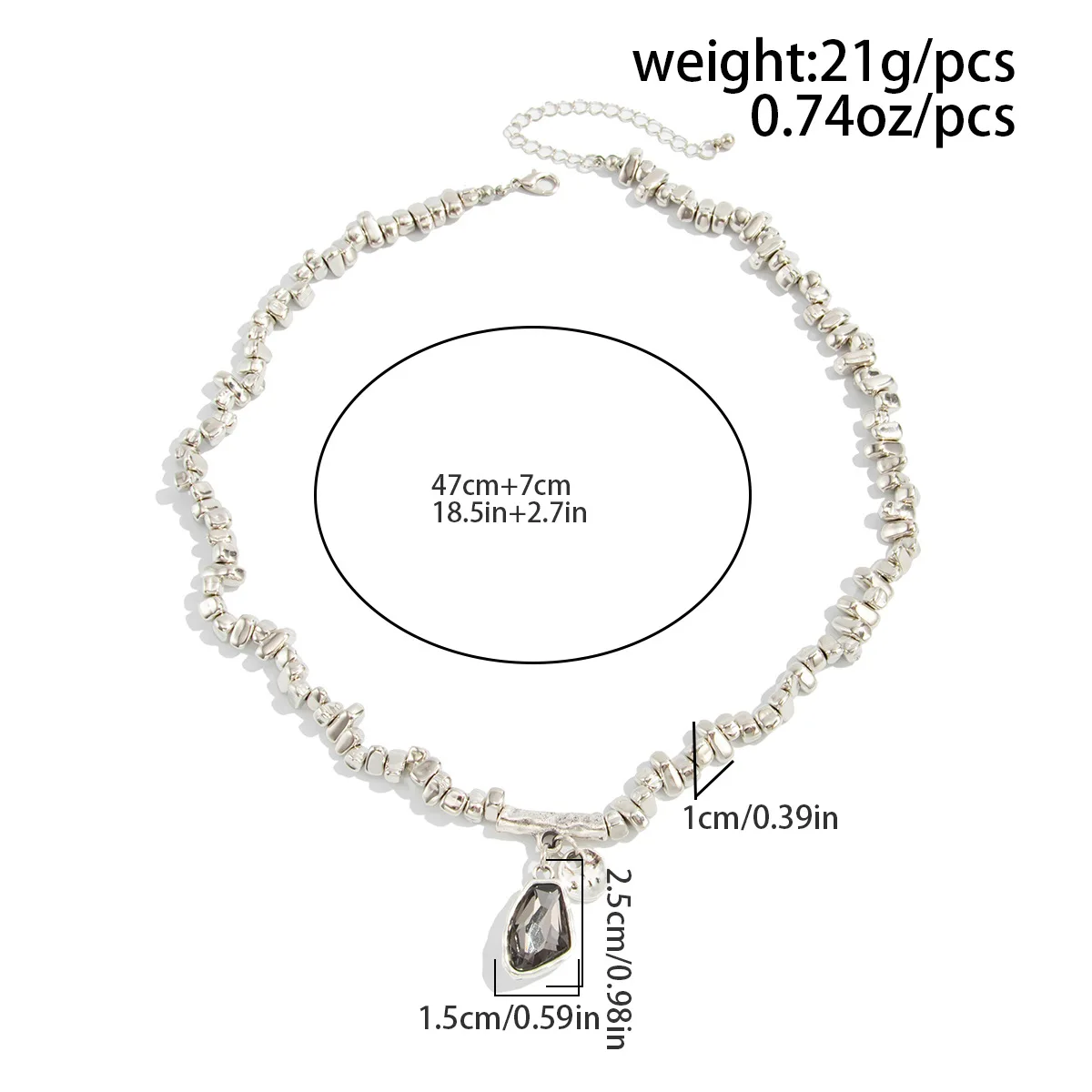 Geometric Brick Pendant Collarbone Necklace 2026 Simple Creative Opposite Sex Beads Crystal String Style Girls' Fashion Jewelry