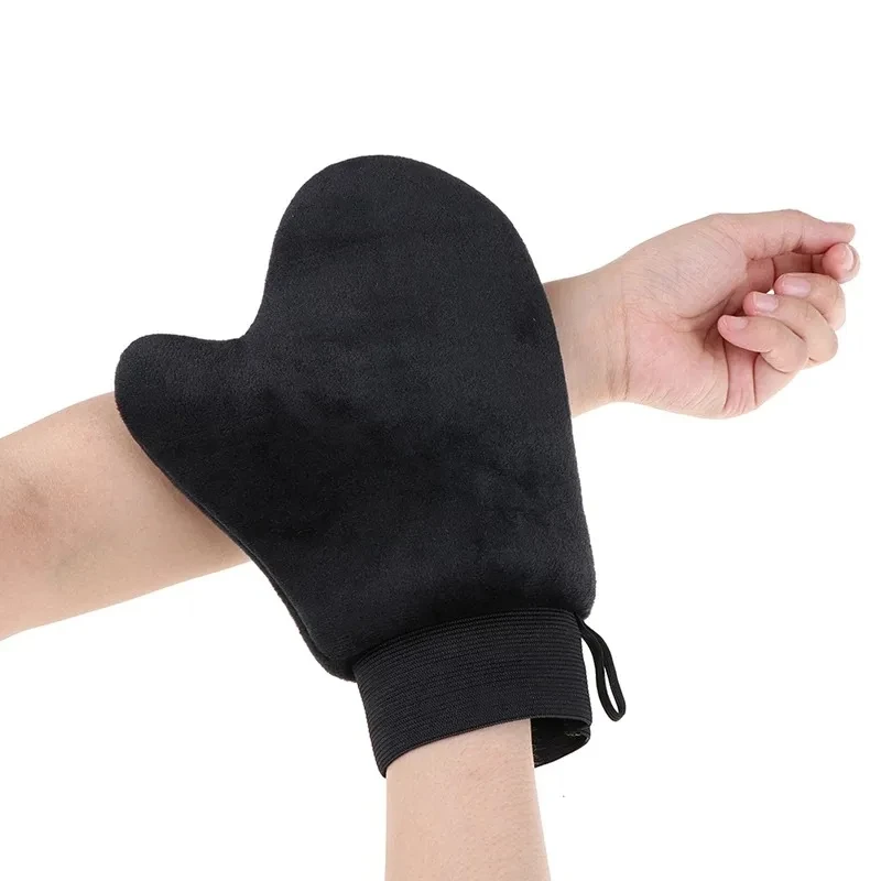 Self Tanning Mitt Glove Reusable Body Face Bath Cleaning Tools Back Tan Applicator Quick Dry Flocking Glove Makeup Applicator