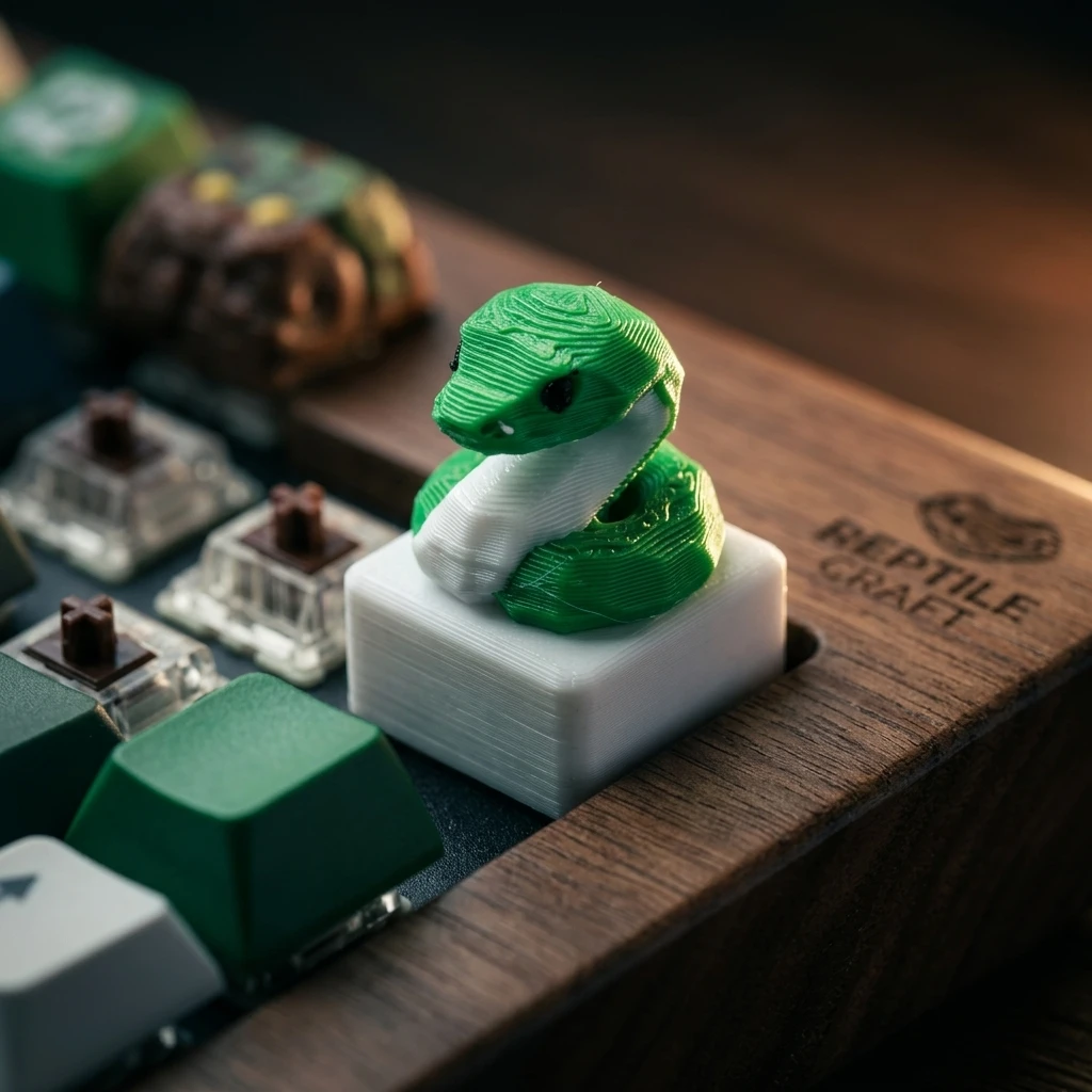 Handsome Green Snake Key cap, creative mechanical keyboard decoration animal modeling key cap cover compatible with  shaft body