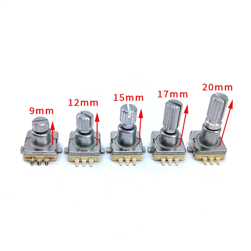 1pcs EC11 encoder rotary potentiometer with push-button switch 30 position 360 degree rotation SMD 5 pin plum shaft